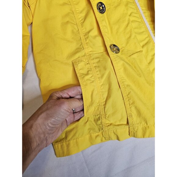 Michael Kors Yellow Short Trench Coat Women's Sz Small Petite No Belt Boho Bold - Picture 9 of 12